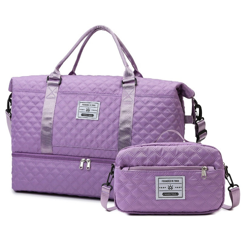 Large-Capacity Quilted Embroidered Thread Handle Crossbody Storage Travel Bag 🇨🇳