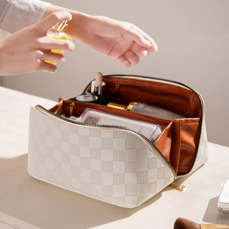 Checkered Pillow Bag Makeup Bag Women's Large Capacity Portable Instagram Travel Cosmetics 🇨🇳