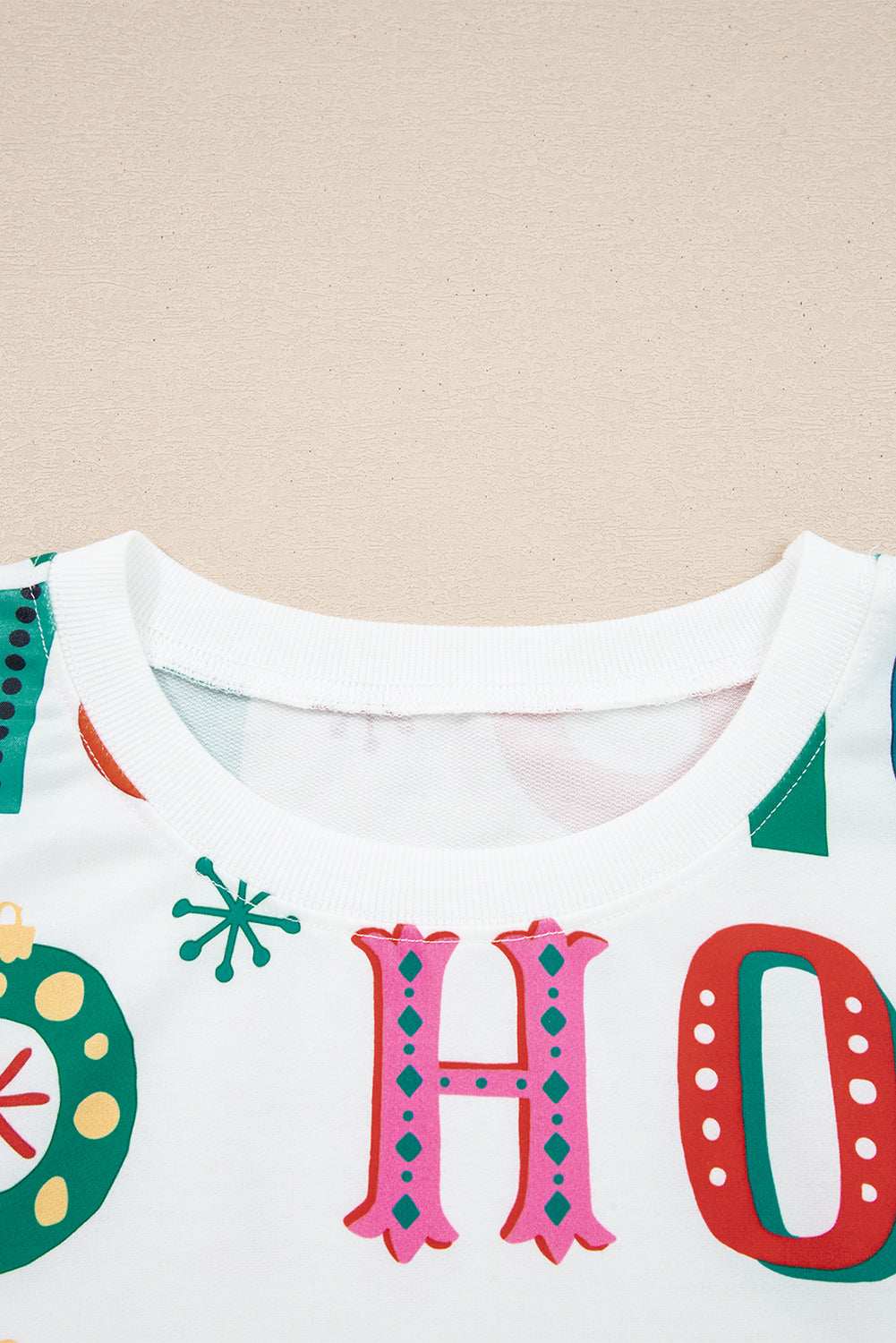 White Plus Size Christmas Ho Ho Ho Print Long Sleeve Top and Shorts 2pc Lounge Set 🇺🇸