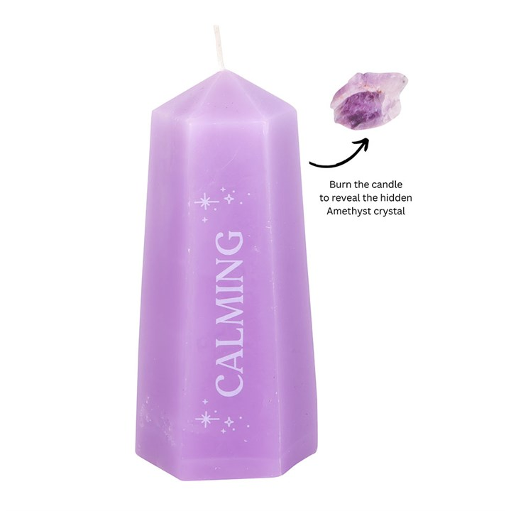 Calming Crystal Candle with Rough Amethyst 🇬🇧