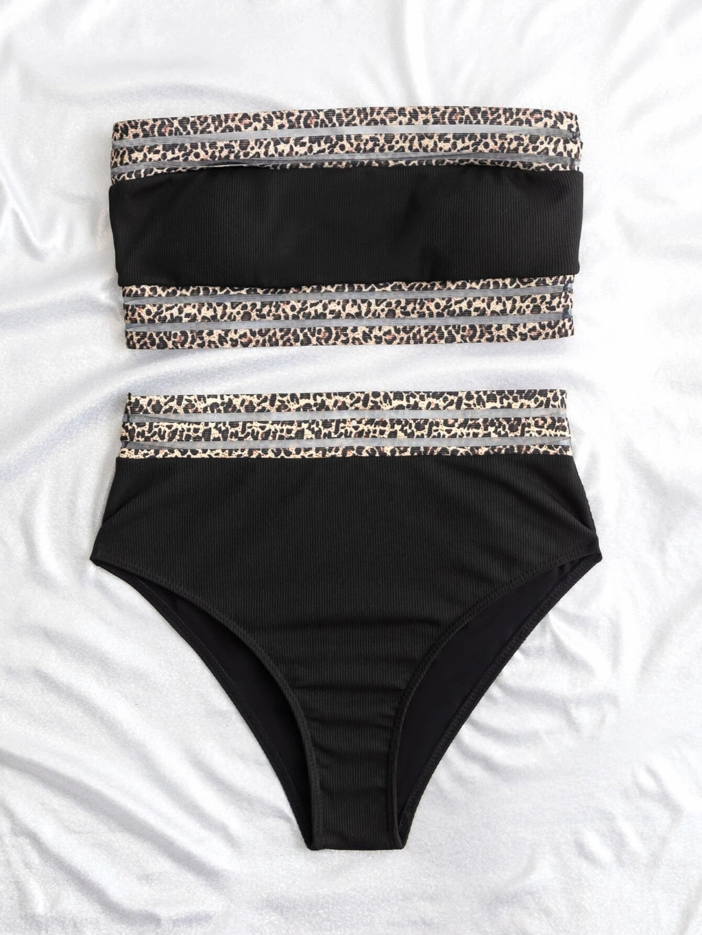 Split Swimsuit Leopard Splicing Strapless 🇬🇧