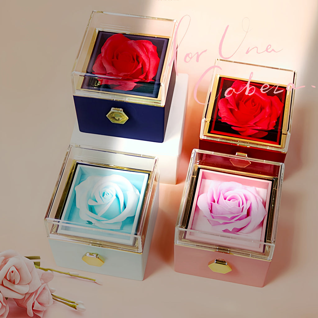 Rotating Soap Flower Rose Gift Box Creative Rotating Rose Jewelry Packaging Box 🇨🇳