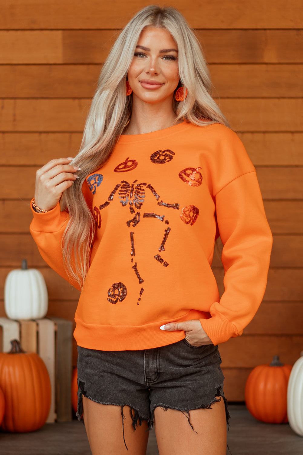 Carrot Dancing Critters Sequin Halloween Crewneck Sweatshirt 🇺🇸