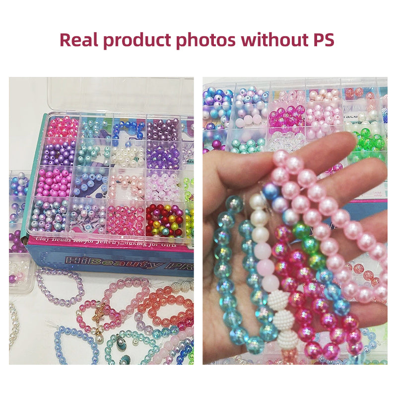 2 Box About 1190pcs Ocean Beads Bracelet Making Kit for Beginner Age 6-12 Girls Gifts Coloured Big Hole Bead for Jewellery Making Necklace DIY Arts and Crafts Gift 🇬🇧