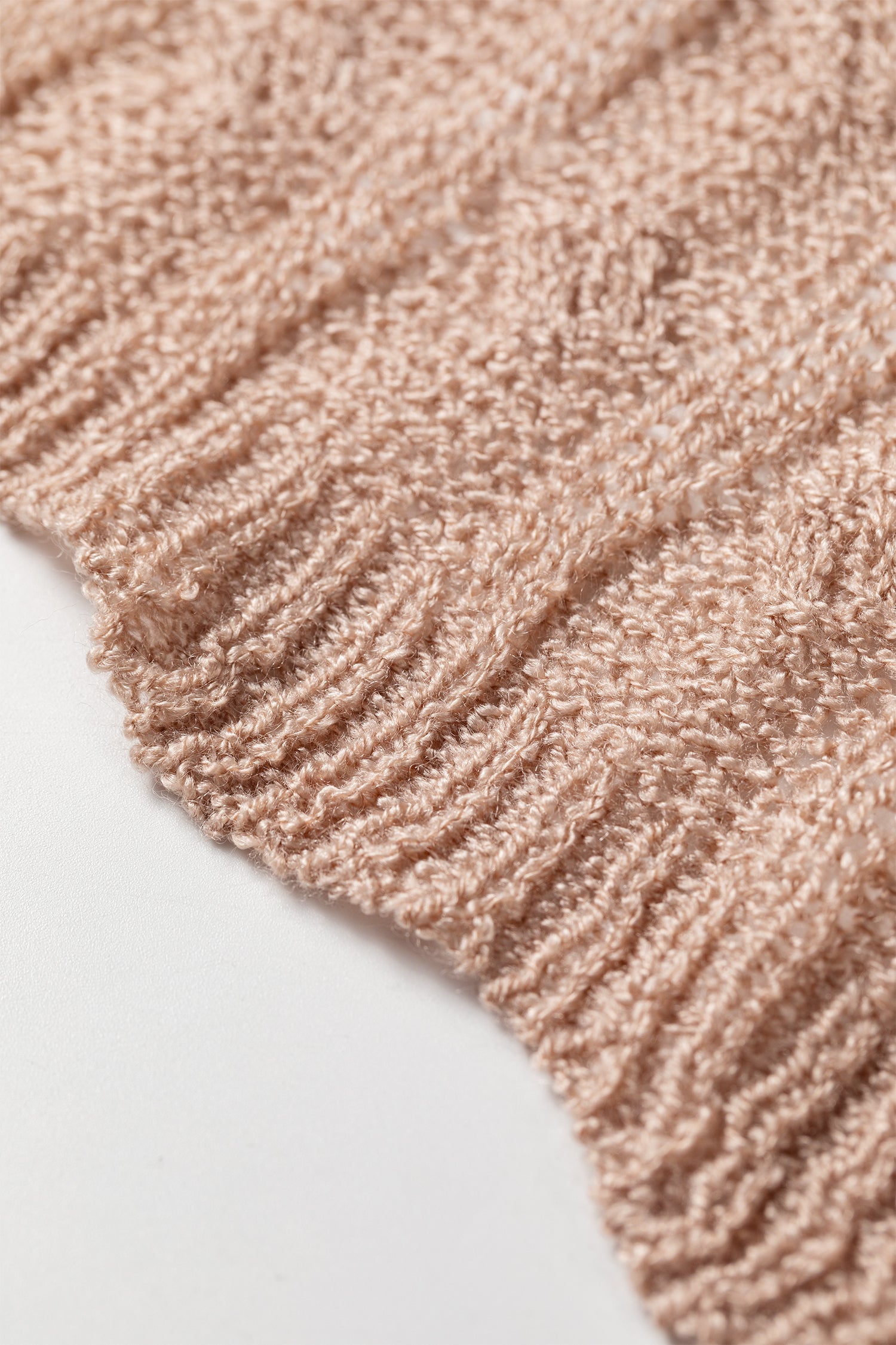 Old Rose Hollowed Pattern Knit Drop Shoulder Open Sweater Cardigan 🇺🇸