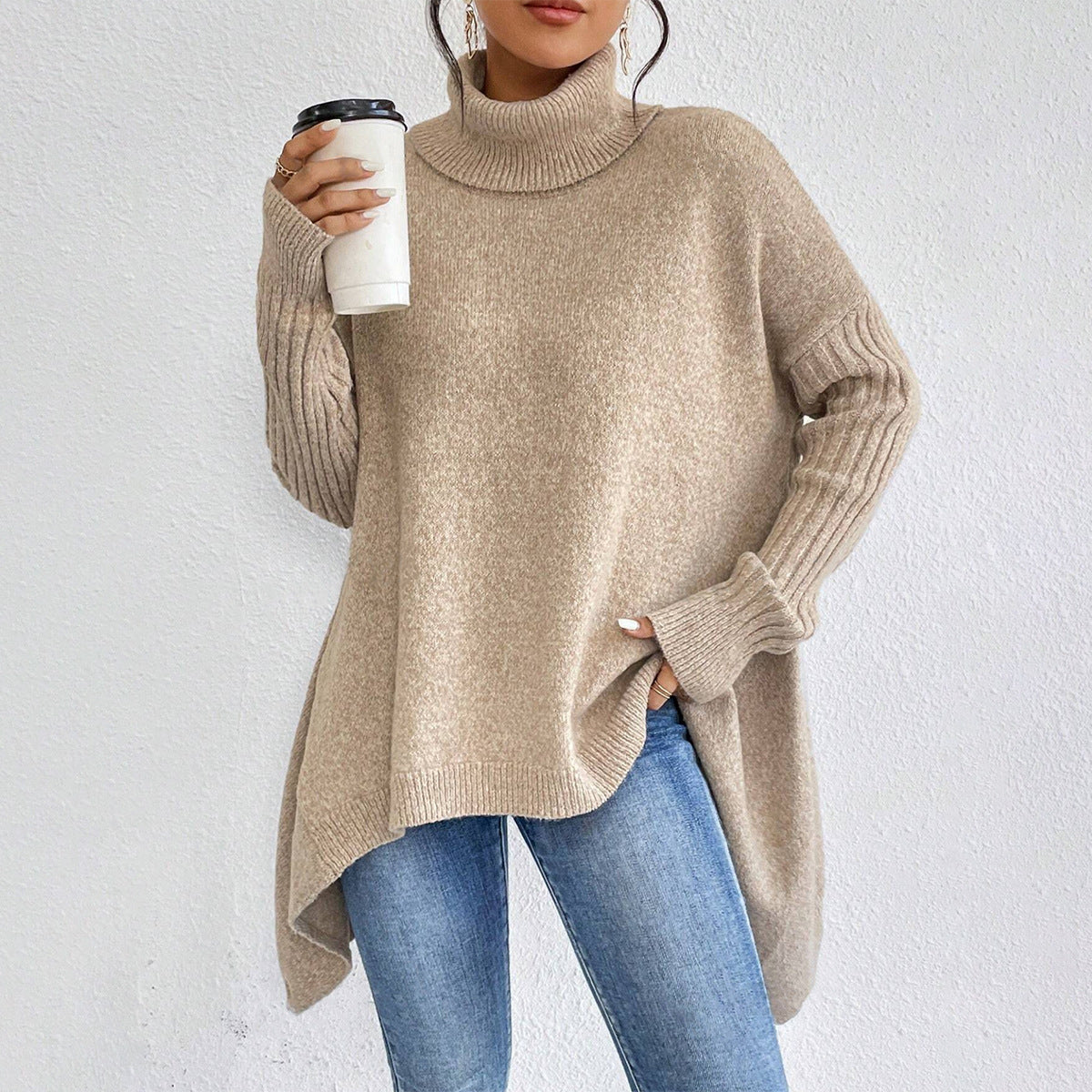 Turtleneck Loose Long Sleeve Knitted Warm Pullover Sweater 🇨🇳