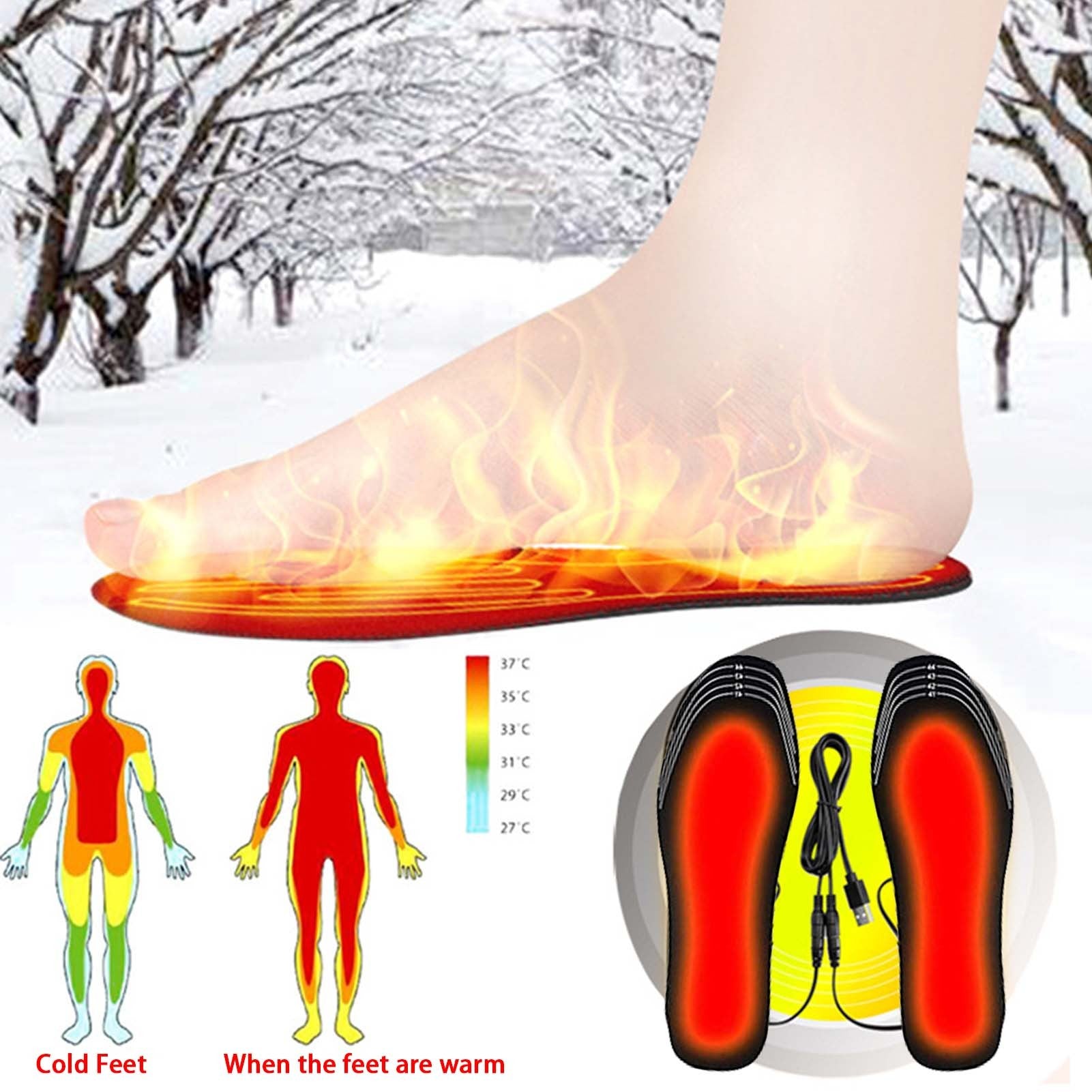 USB Heated Shoes Insoles Can Be Cut Winter Warm Heating Insoles Pad Feet For Boots Sneaker Shoes 🇨🇳
