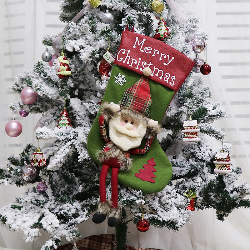 New Year Xmas Big Stockings Set Decorations Christmas 3D Plush Big Sock Christmas Tree Pendant Decorating Supplies 🇬🇧