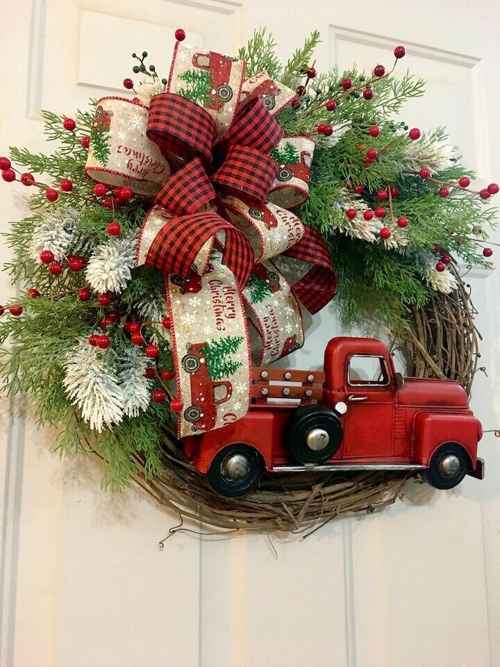 Christmas Decorations Red Truck Pumpkin Garland Door Hanging Tag 🇨🇳