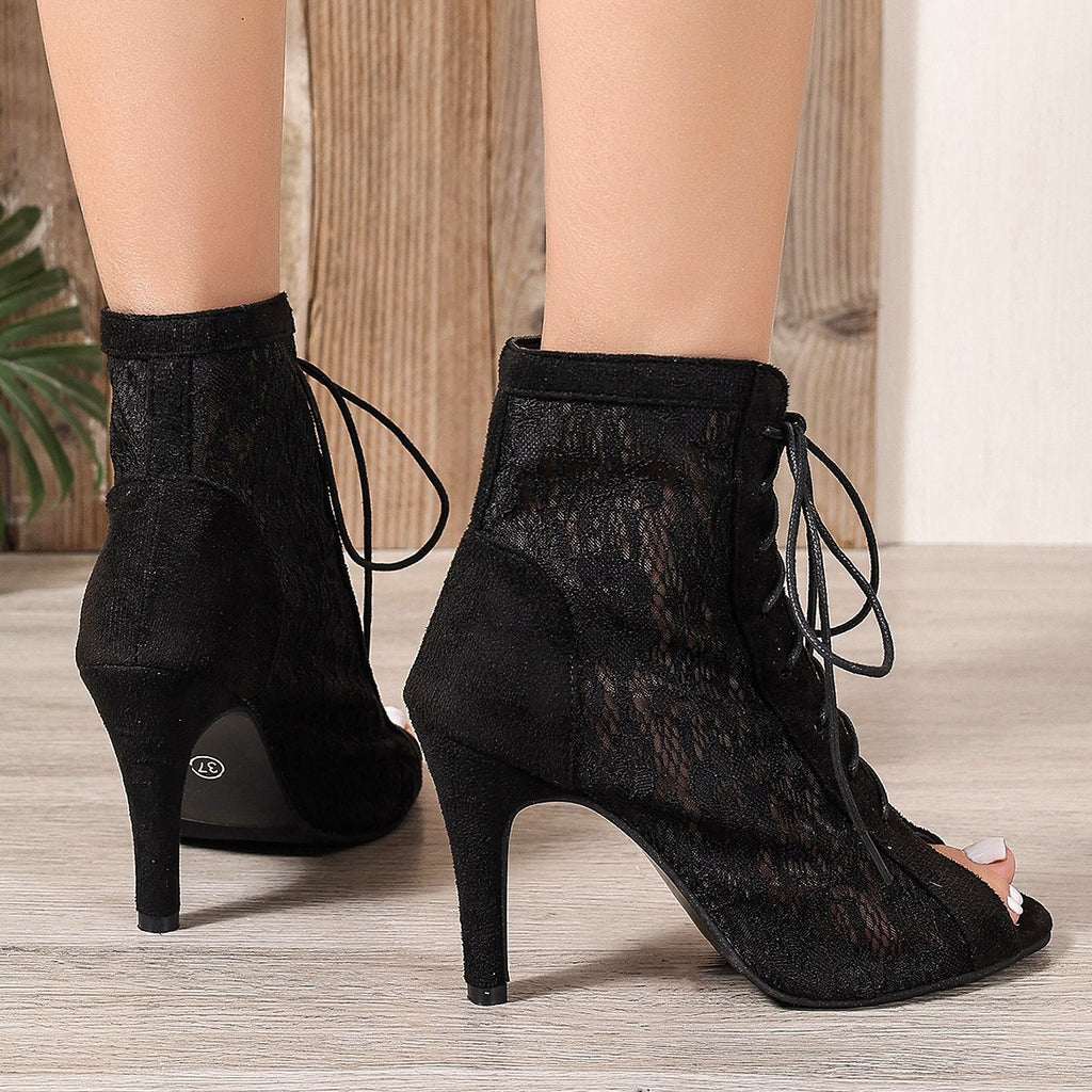 Sandals hollowed out shoes front strap with fish mouth ultra-high slim heel high-heeled cool boots 🇨🇳