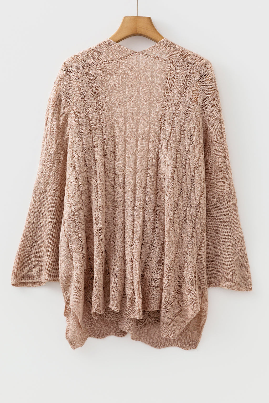 Old Rose Hollowed Pattern Knit Drop Shoulder Open Sweater Cardigan 🇺🇸