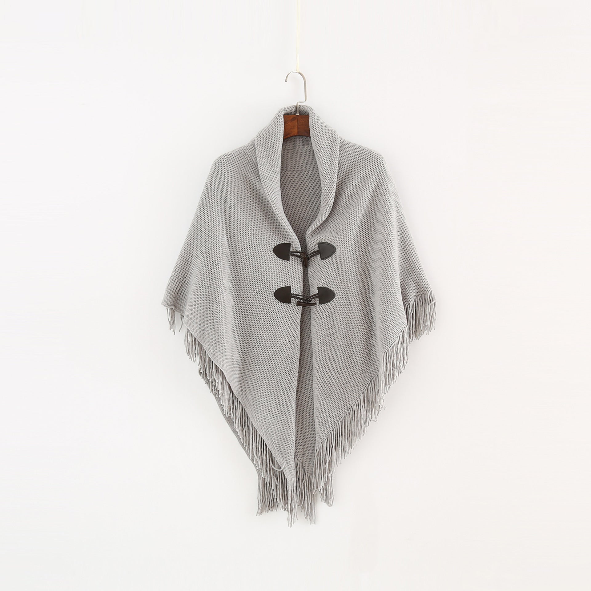 Winter Loose Kimono Cardigan Women Long Sleeveless Hat Poncho Solid Color Magic Shawl Knitted Sweater 🇨🇳