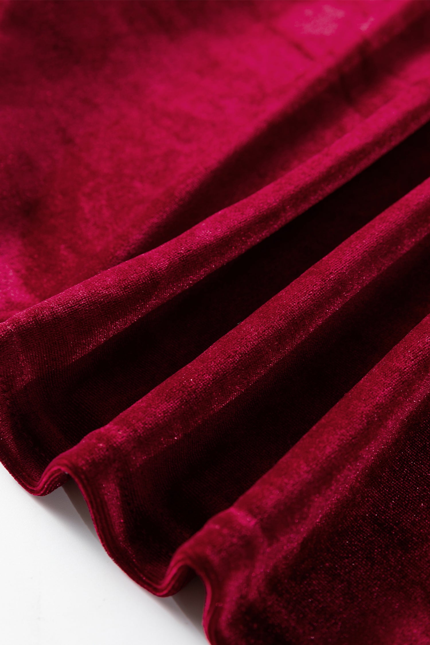 Red Dahlia Asymmetric Button Keyhole Neck Long Sleeve Velvet Blouse 🇺🇸