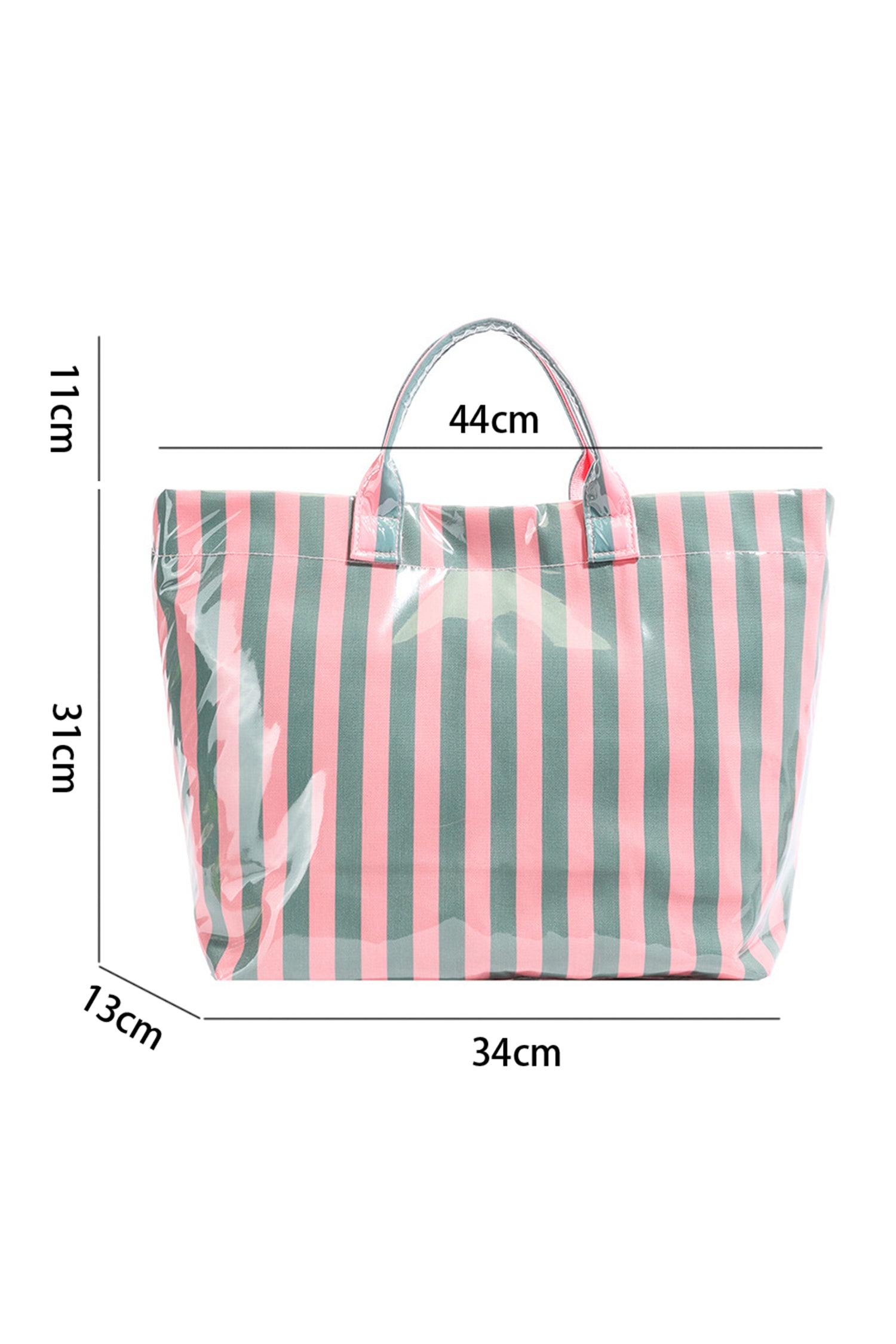 Blackish Green Glossy Striped Vinyl Large Tote Bag 🇺🇸