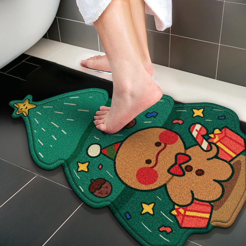Special-shaped Flannel Christmas Gingerbread Man Carpet Holiday Decoration 🇨🇳