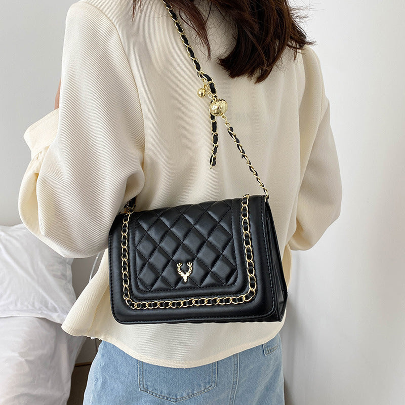 Rhombus Embroidery Line Small Square Temperament Wild Crossbody Bag 🇨🇳