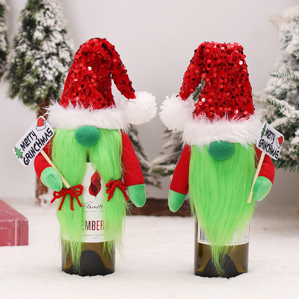 Christmas Couple Grinch Decoration Wine Bottle Set 🇨🇳