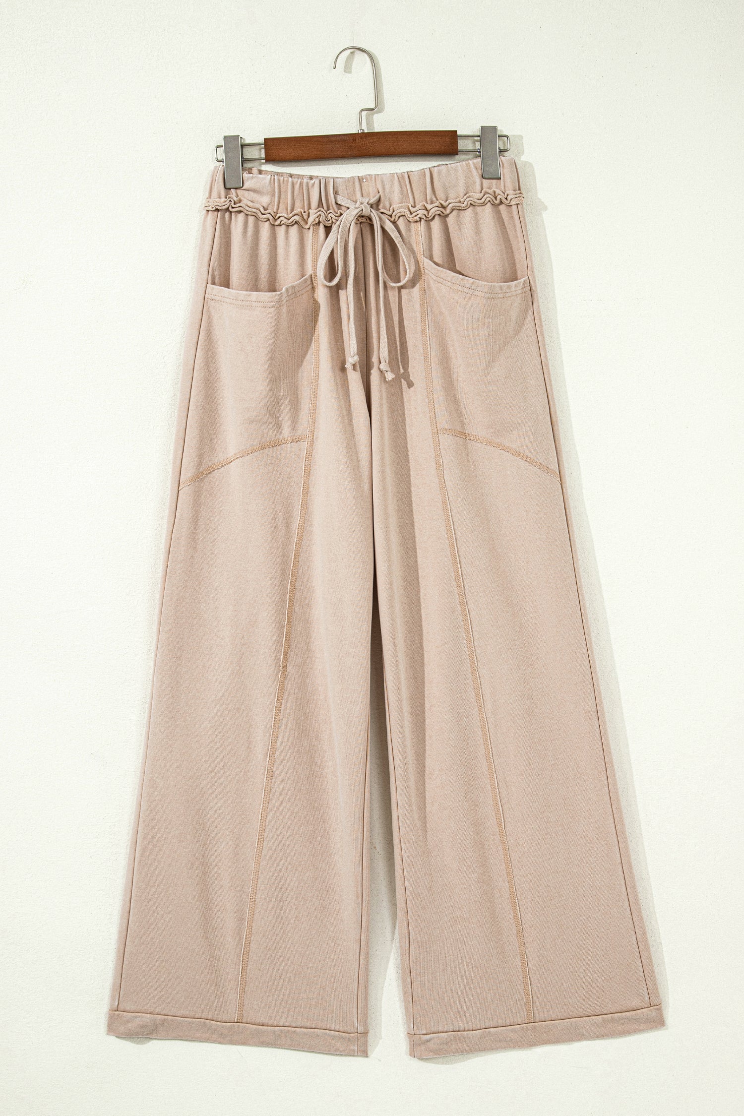 Smoke Gray Mineral Wash Drawstring Retro High Waist Wide Leg Western Pants 🇺🇸