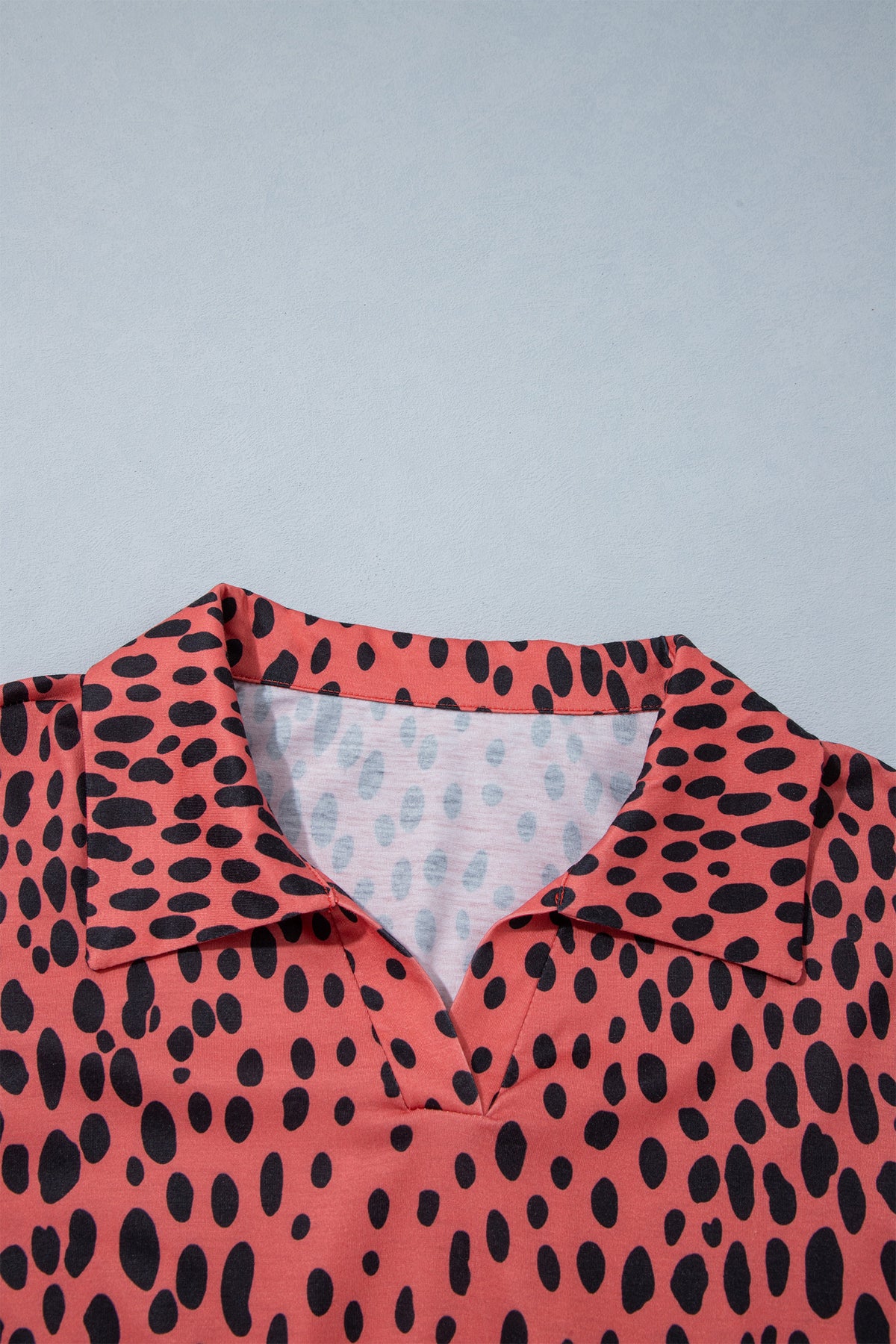 Red Leopard Print Long Sleeve V Neck Plus Size Midi Dress 🇺🇸