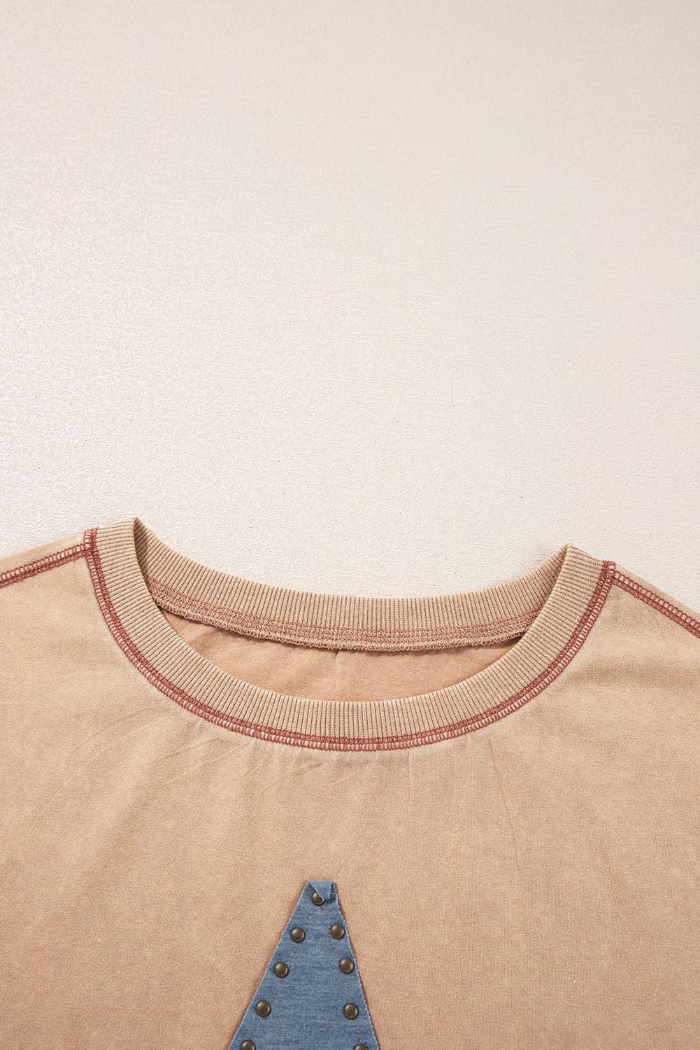 Pale Khaki Mineral Wash Stud Beaded Star Graphic Pocketed T Shirt Dress 🇨🇳