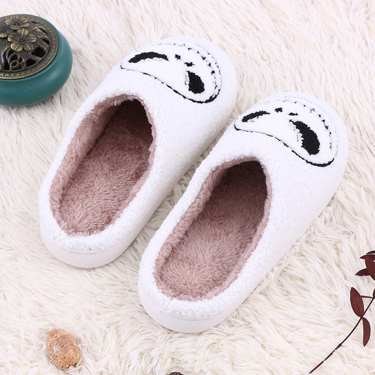 Halloween Skull-smirk Home Slippers Indoor Funny Non-slip House Shoes Winter Warm Bedroom Slippers For Women Men 🇨🇳