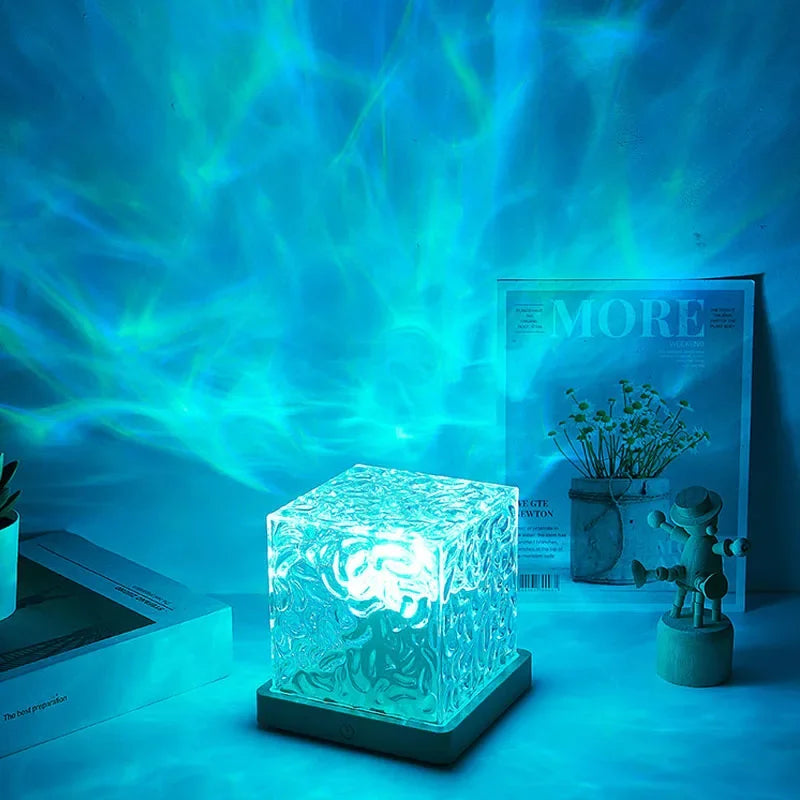 3/16 Colors Dynamic Rotating Water Ripple Projector Night Light Flame Crystal Lamp for Living Room Study Bedroom Bedside Decor 🇨🇳