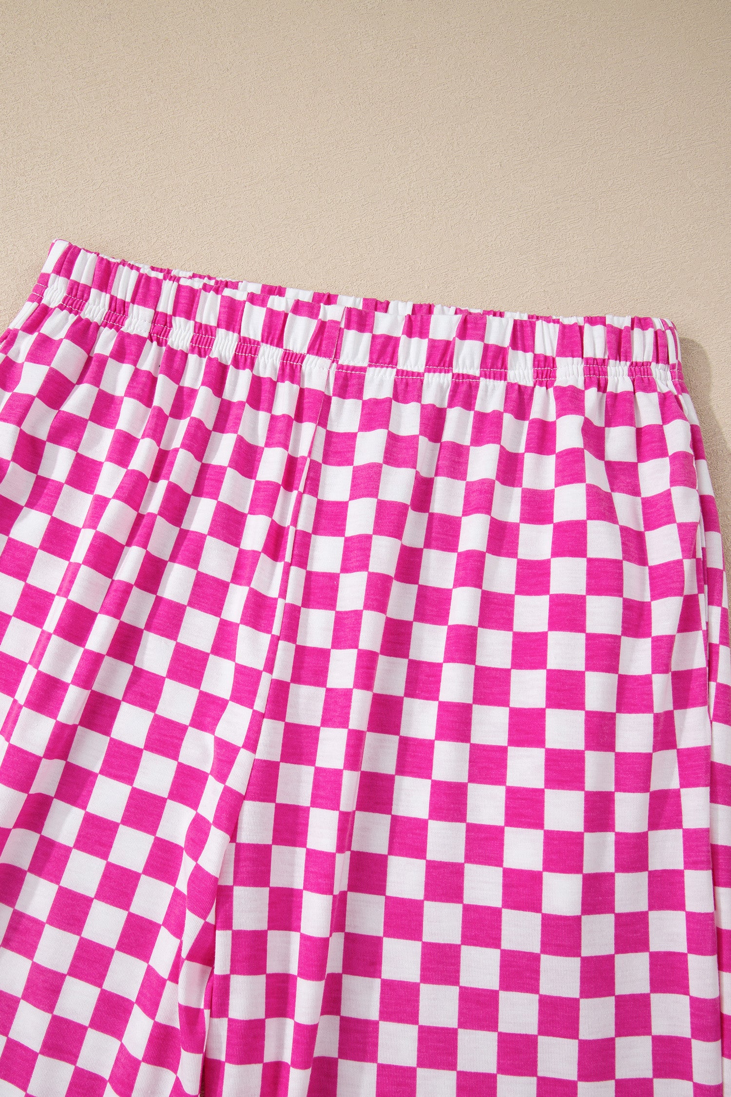 Rose Checkered Print Half Sleeve Tee 2pcs Lounge Pant Set 🇺🇸