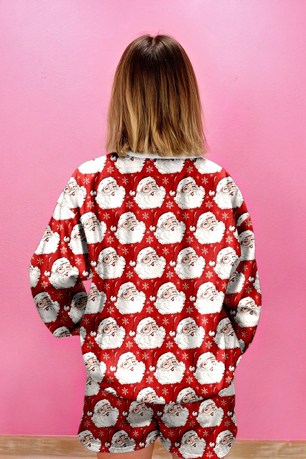 Red Ho Ho Ho Christmas Fashion Print 2pcs Lounge Short Set🇺🇸