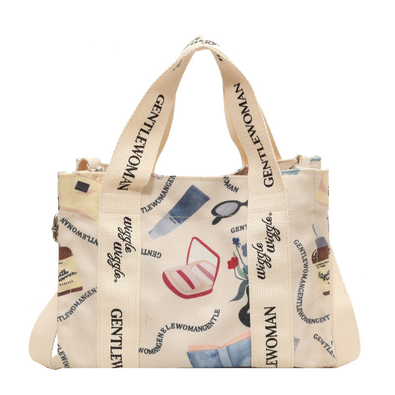 Letter Printed Canvas Bag Large Capacity Crossbody Ladies 🇨🇳