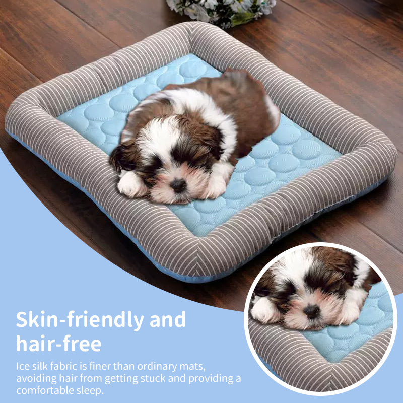 Cooling pet mats for dogs & cats (puppies/kittens): ice silk, breathable, soft summer pads in pink/blue 🇨🇳
