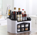 Kitchen Shelf Seasoning Container Spice Pots Box Storage Organizer Tableware Cutlery Knives Holder With Moisture Proof Cover 🇨🇳