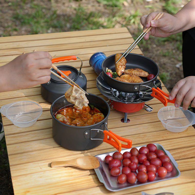 1-3 Person Camping Cookware Set: Light, Portable Pot & Pan in Carrying Bag, Ideal for Outdoor Trips 🇨🇳