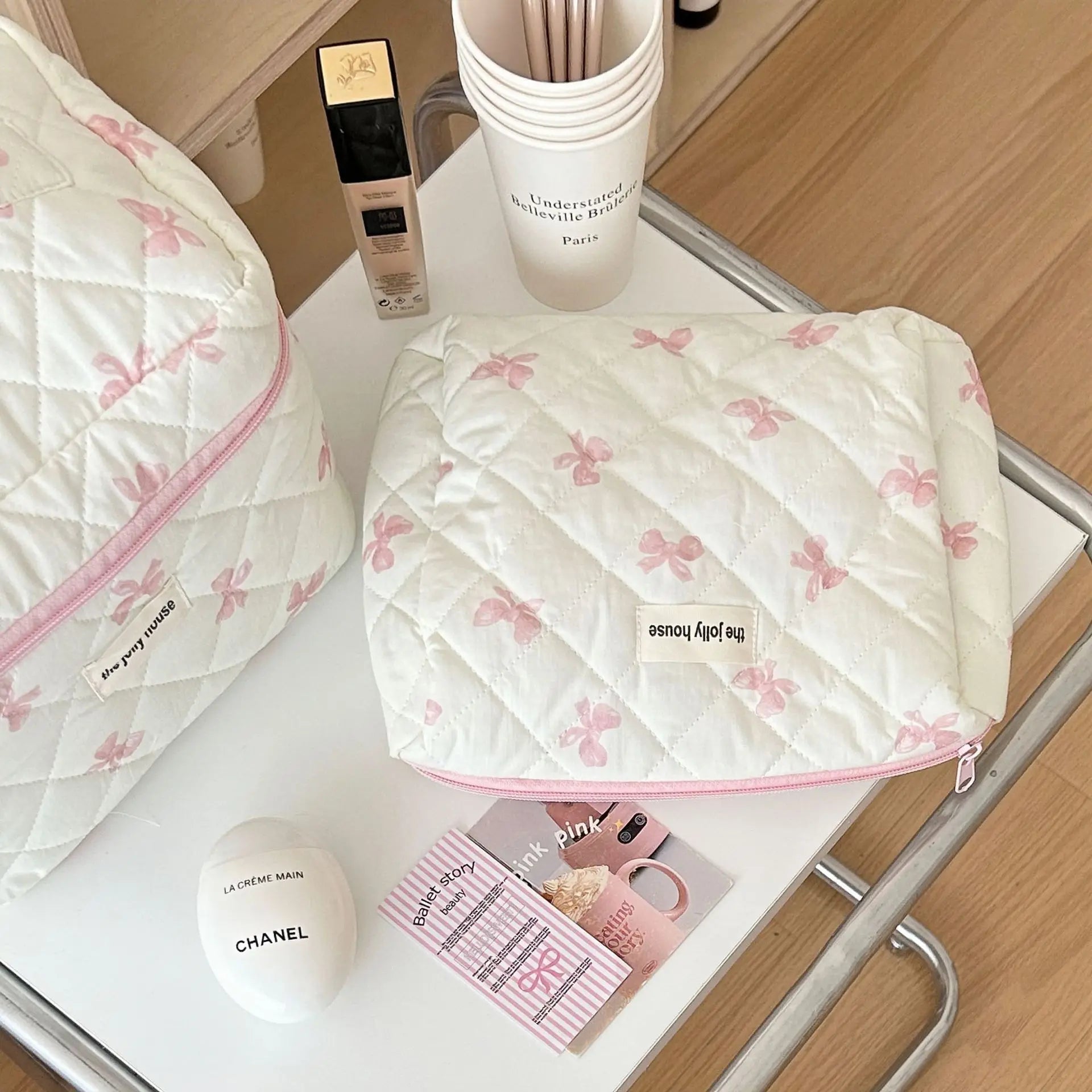 Cute Bow Flower Quilting Cotton Makeup Bag 🇨🇳