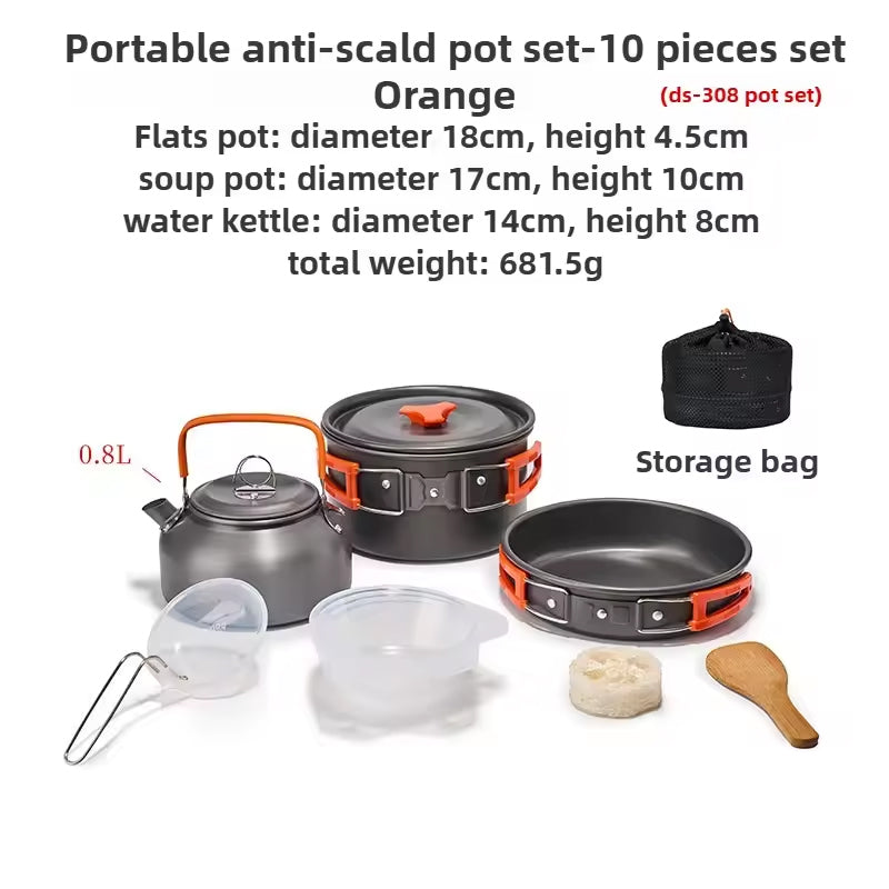 1-3 Person Camping Cookware Set: Light, Portable Pot & Pan in Carrying Bag, Ideal for Outdoor Trips 🇨🇳