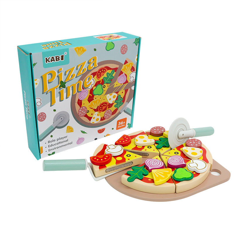Children's early education puzzle play simulation pizza fruits and vegetables joyful role-playing kitchen wooden toys 🇨🇳