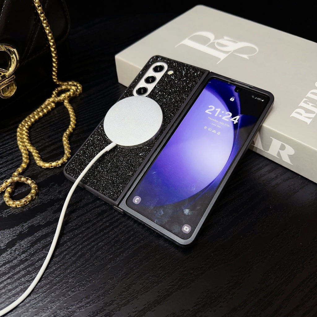 Suitable for Samsung Z Fold 6 Phone Case, Foldable Screen Z Fold 5/W24 Protective Cover, Magnetic Glitter Z Fold 3/4 Case 🇨🇳