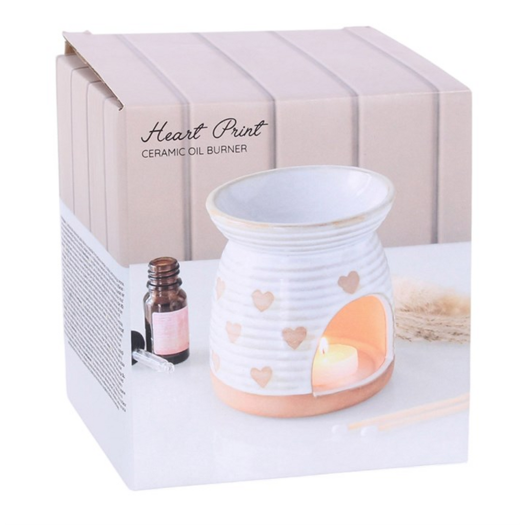 Beige Heart Print Oil Burner 🇬🇧