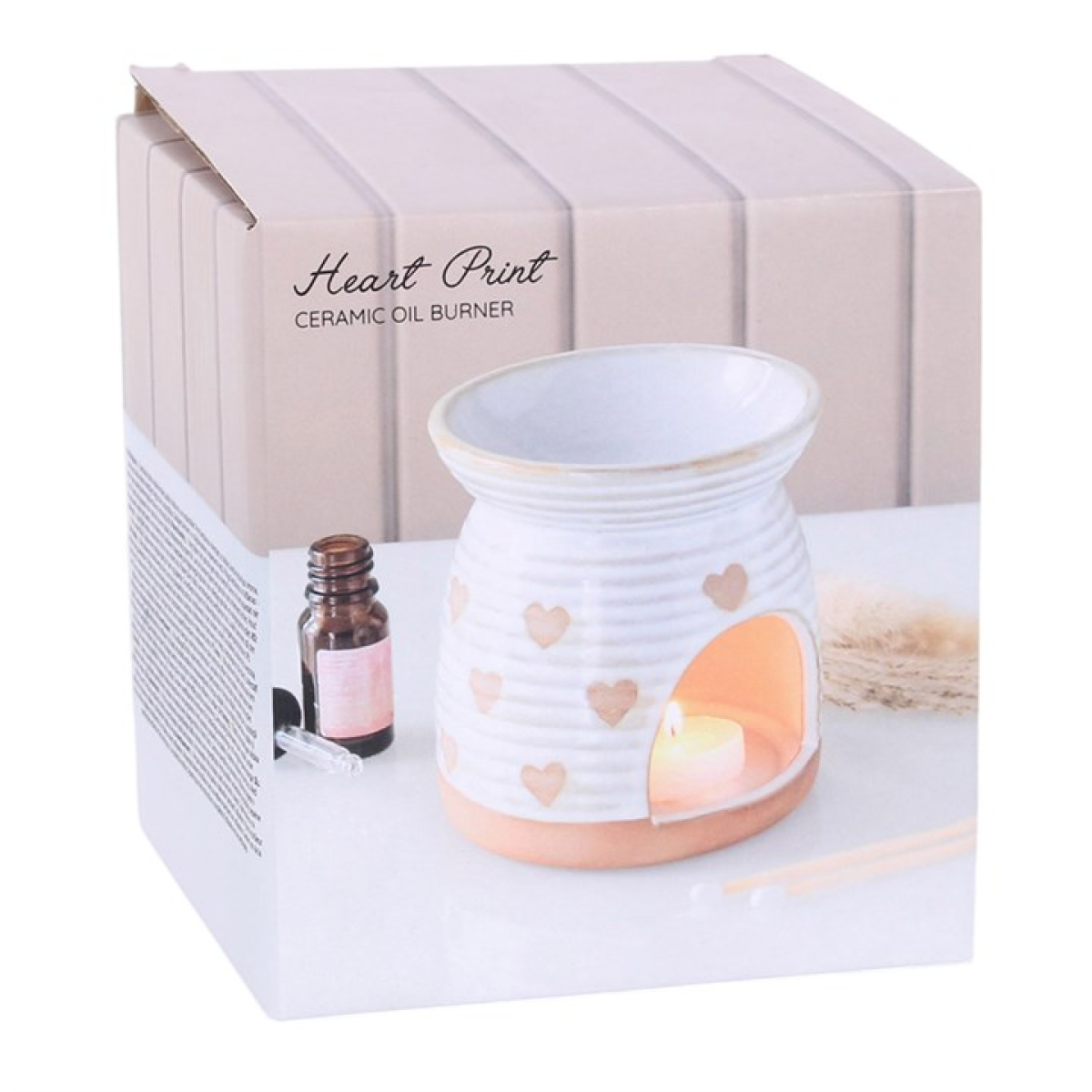 Beige Heart Print Oil Burner 🇬🇧