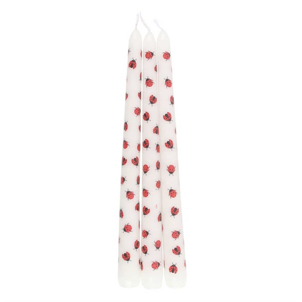 Set of 3 Love Bug Ladybird Taper Candles 🇬🇧
