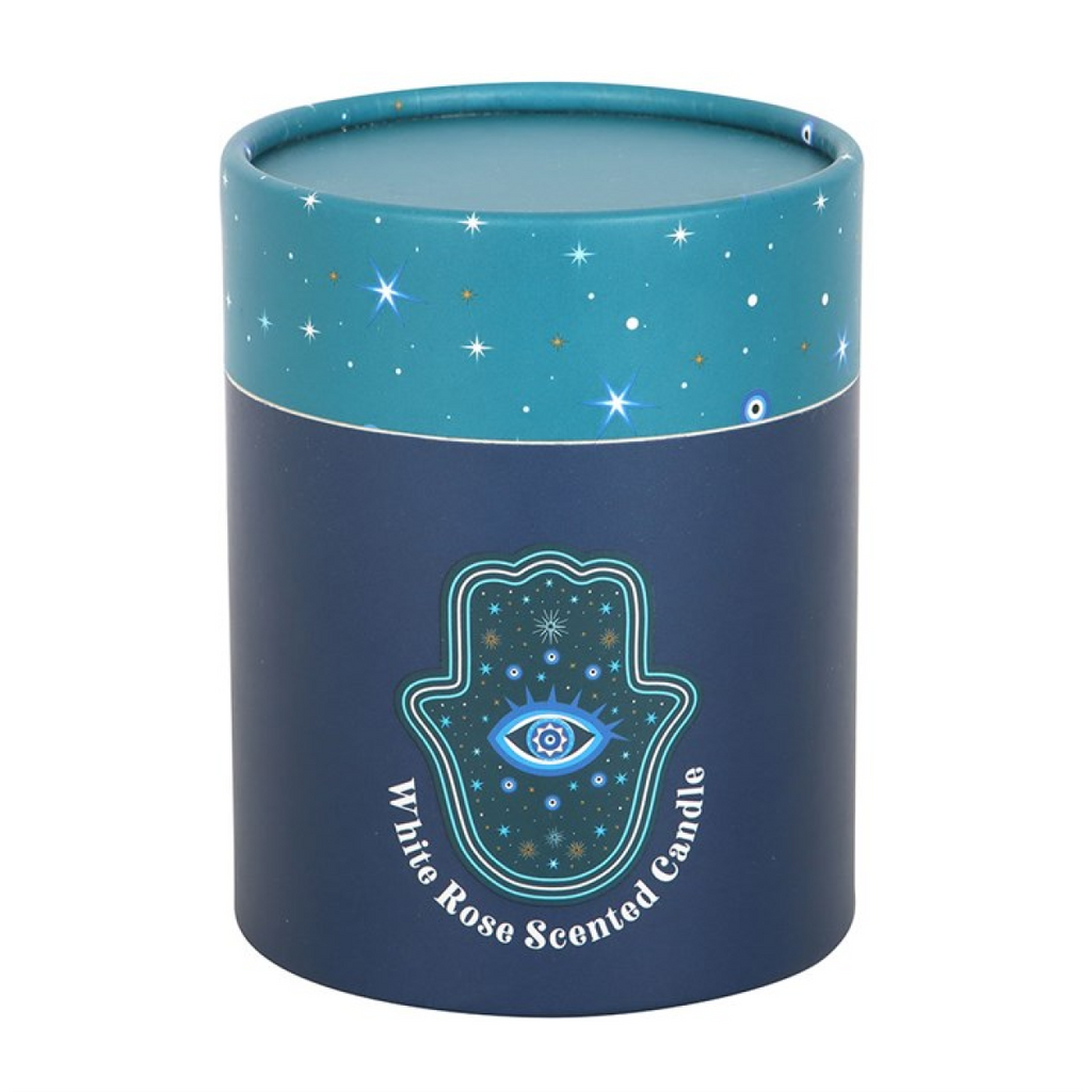 Hand of Hamsa White Rose Candle with Crystals 🇬🇧