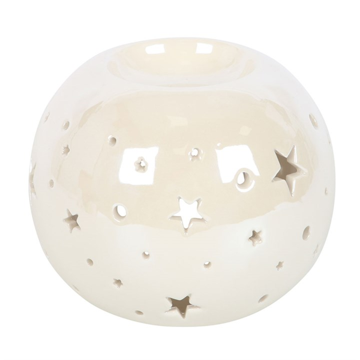 *White Iridescent Star Ceramic Oil Burner and Wax Warmer 🇬🇧