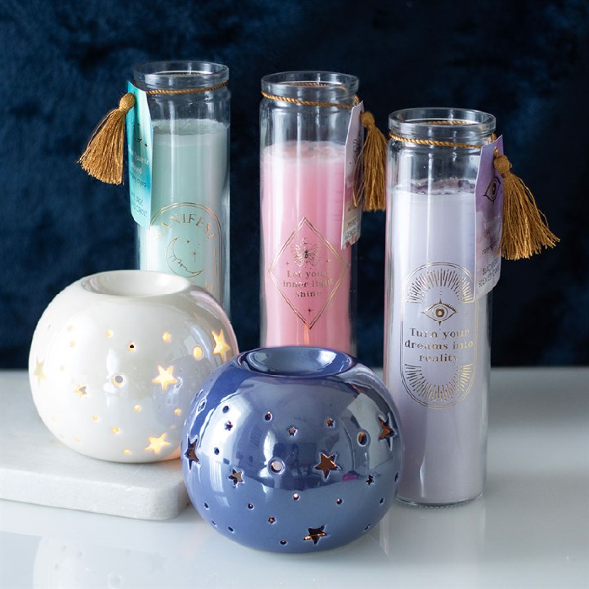 Mystic Rose Tube Candle with Rose Quartz Crystals 🇬🇧