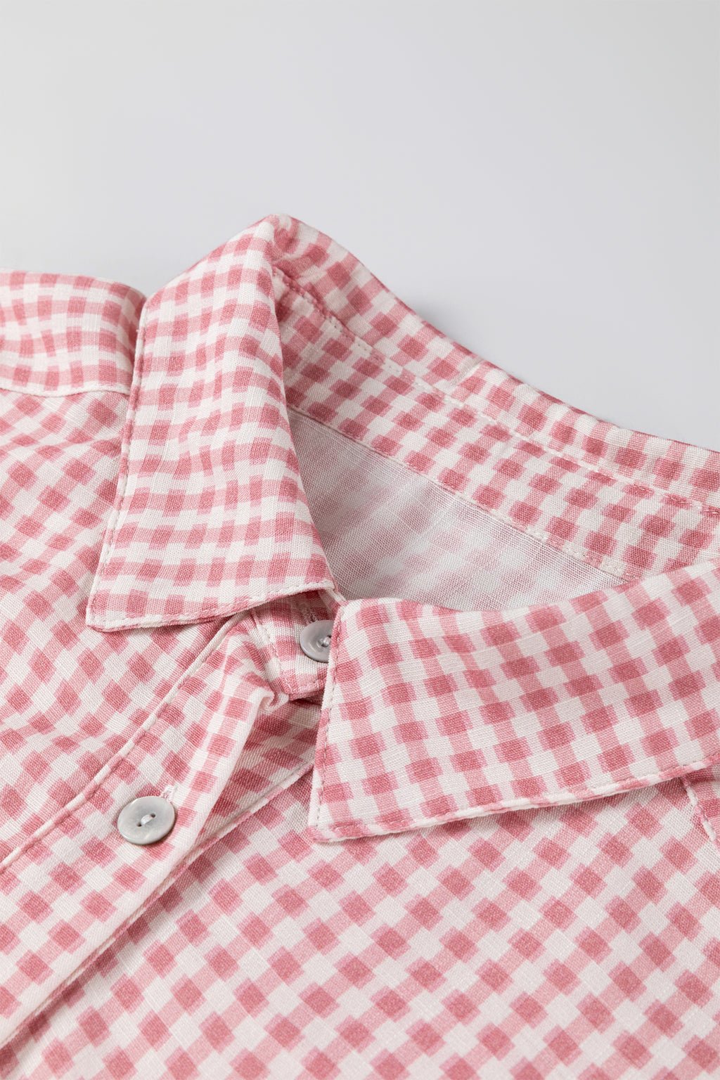 Pink Plaid Half Sleeve Ruffle Hem Button Down Shirt 🇺🇸