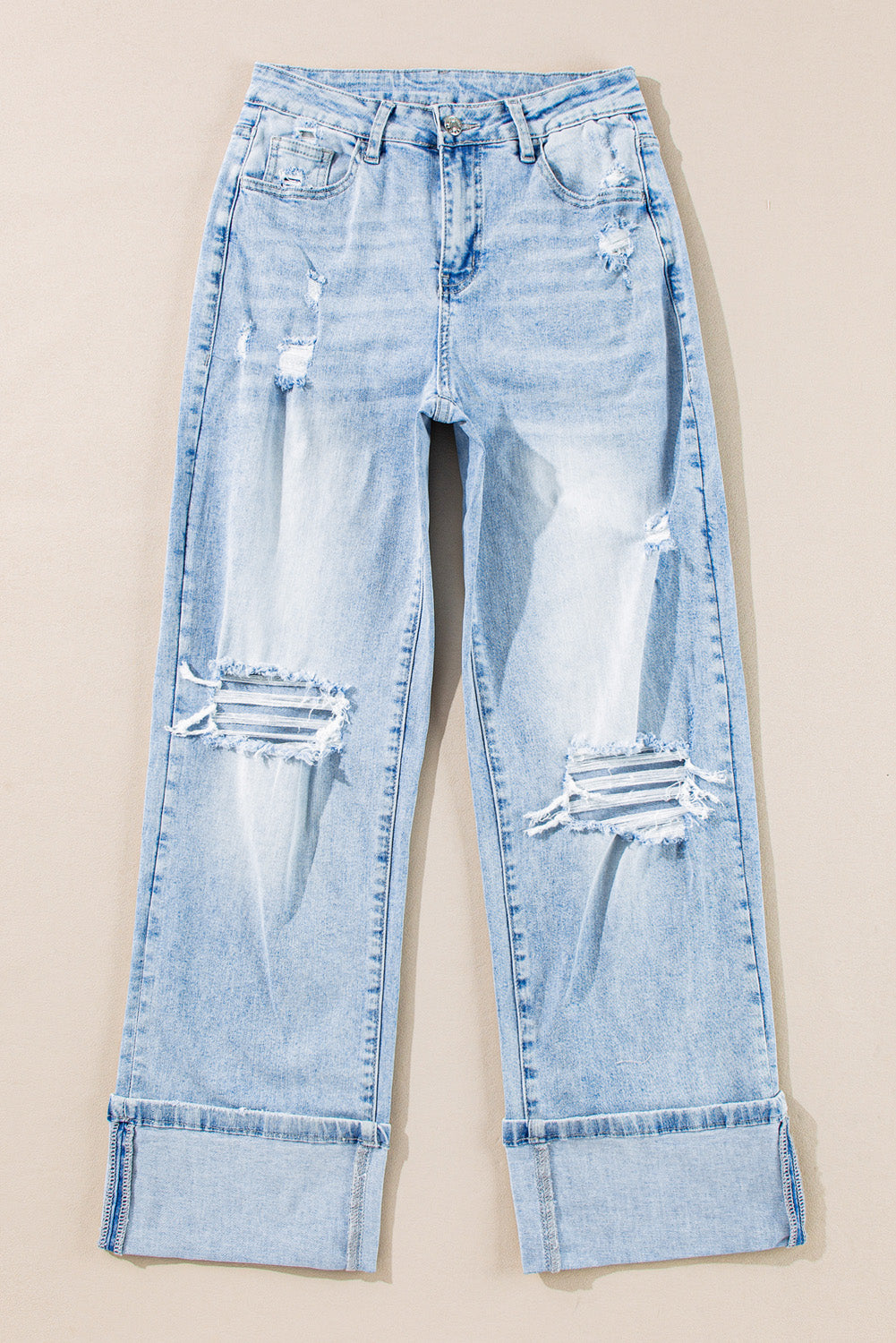Beau Blue Light Wash Distressed Flare Jeans 🇨🇳