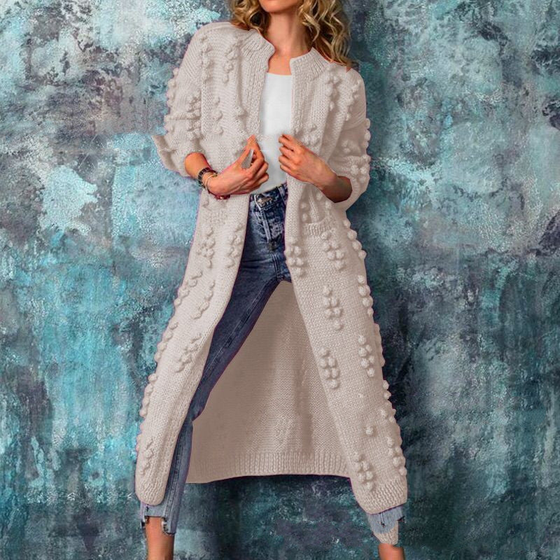 Ball Ball Solid Color Cardigan Thick Knit 🇨🇳