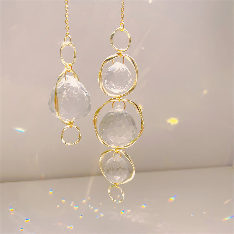 Handmade Sun Catcher Shaped Crystal Ball Wind Chimes Pendant Home Gardening Hanging Ornaments 🇨🇳