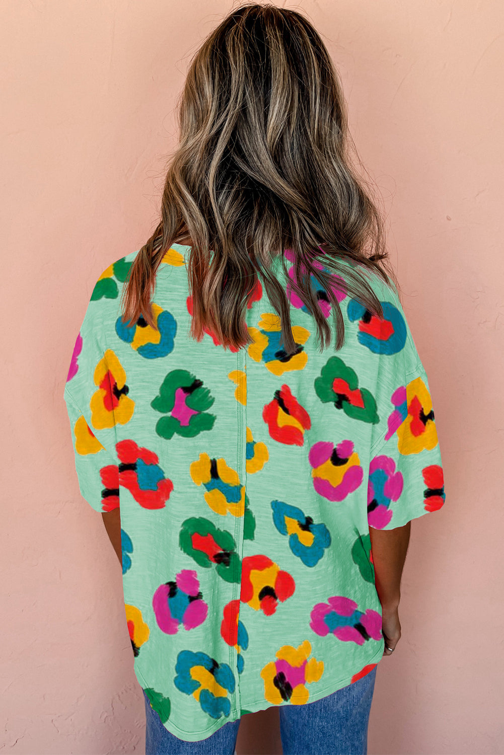 Green Leopard Drop Shoulder Oversize Tee 🇺🇸