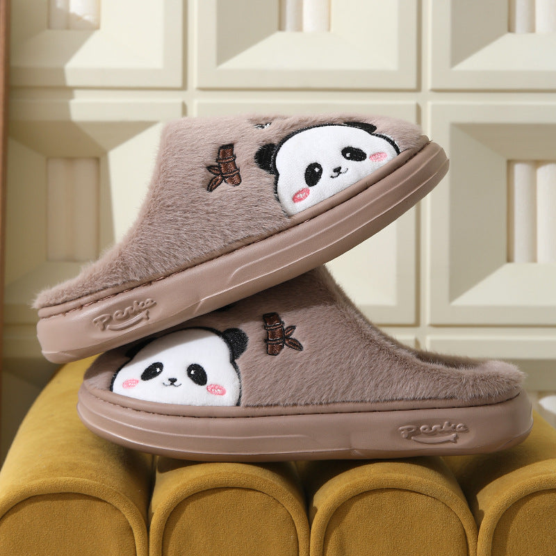 Cute Cartoon Panda Slippers Home Winter Warm Thick-soled Floor Bedroom Slipper House Shoes 🇬🇧