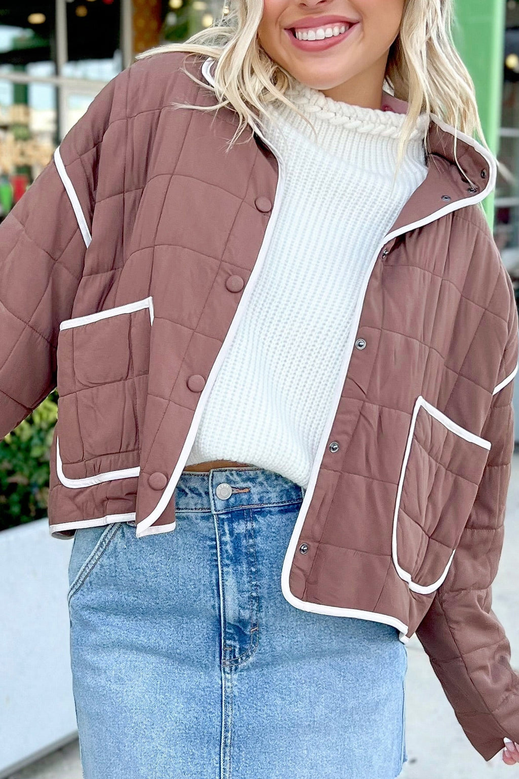 Old Rose Quilted Metal Button Pocket Jacket 🇺🇸