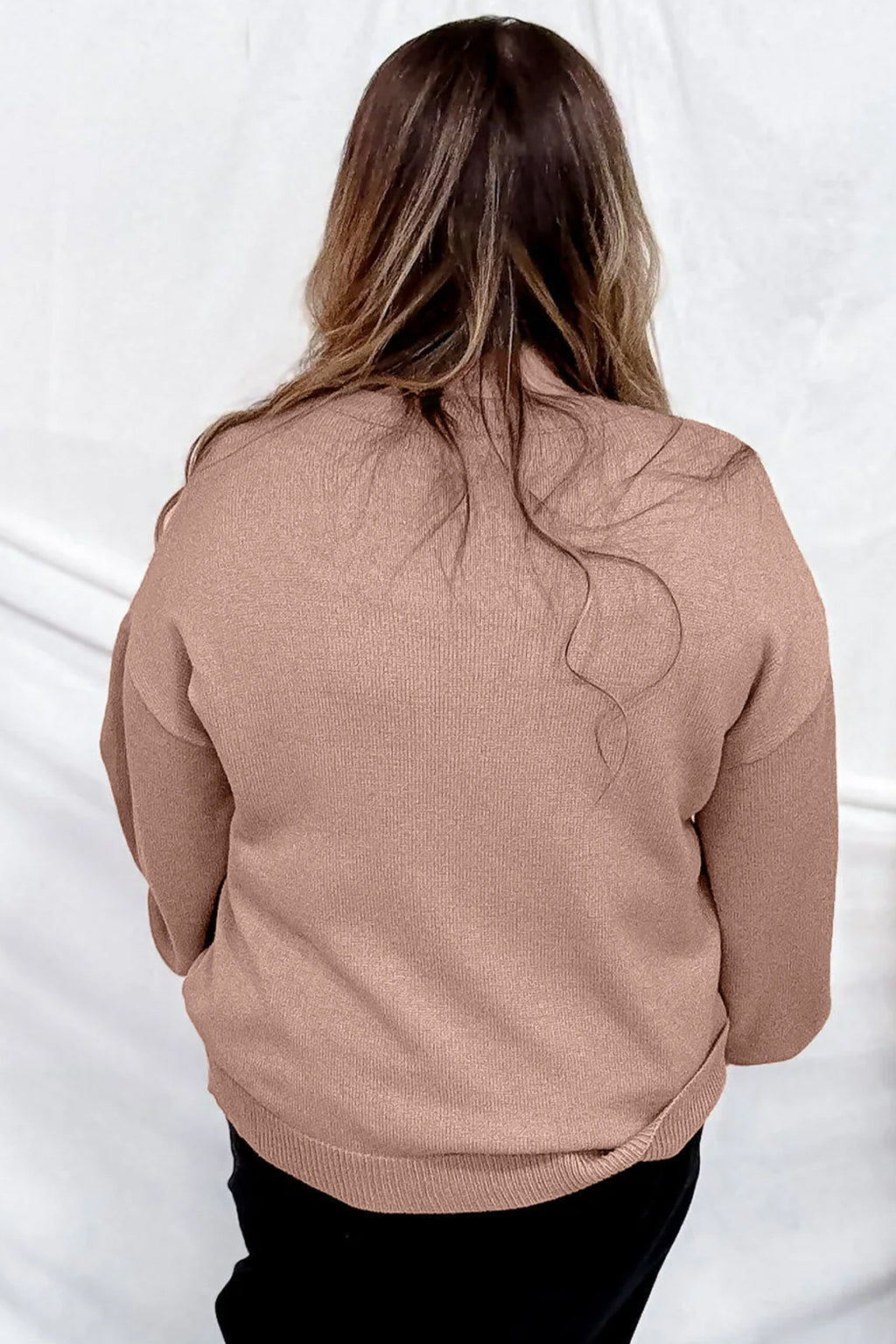 Dark Khaki Leopard Bow Embroidery Drop Shoulder Tunic Plus Size Sweater 🇺🇸